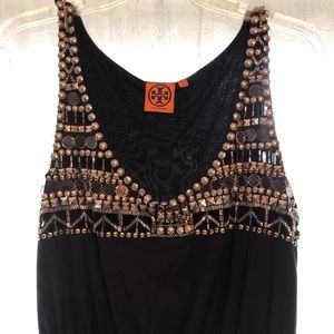 Tory Burch Beaded Knit Black Dress – Sleeveless Lightweight Dress – Small